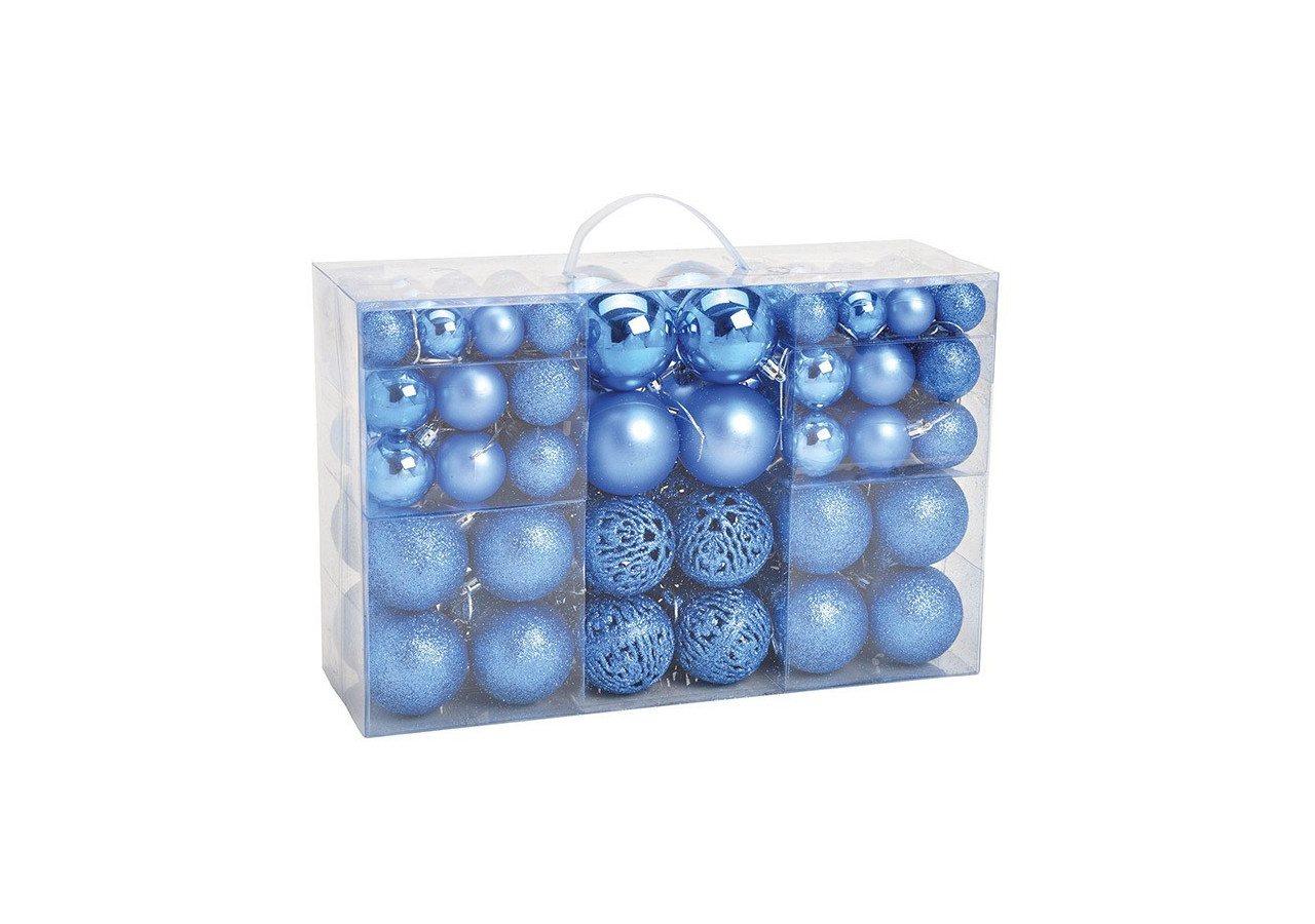 Boules de Noël en plastique - Set de 100, Bleu Roi 3/4/6 cm - 10031754 - WURM