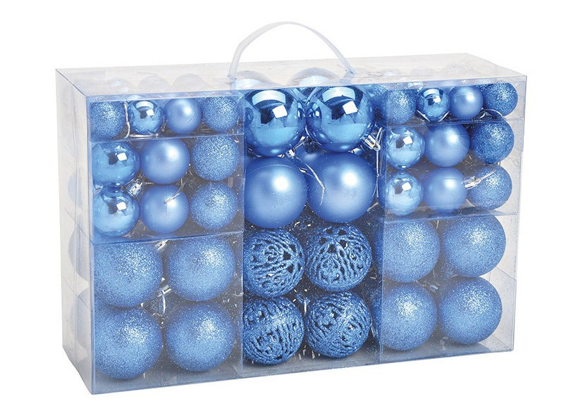 Boules de Noël en plastique - Set de 100, Bleu Roi 3/4/6 cm - 10031754 - WURM