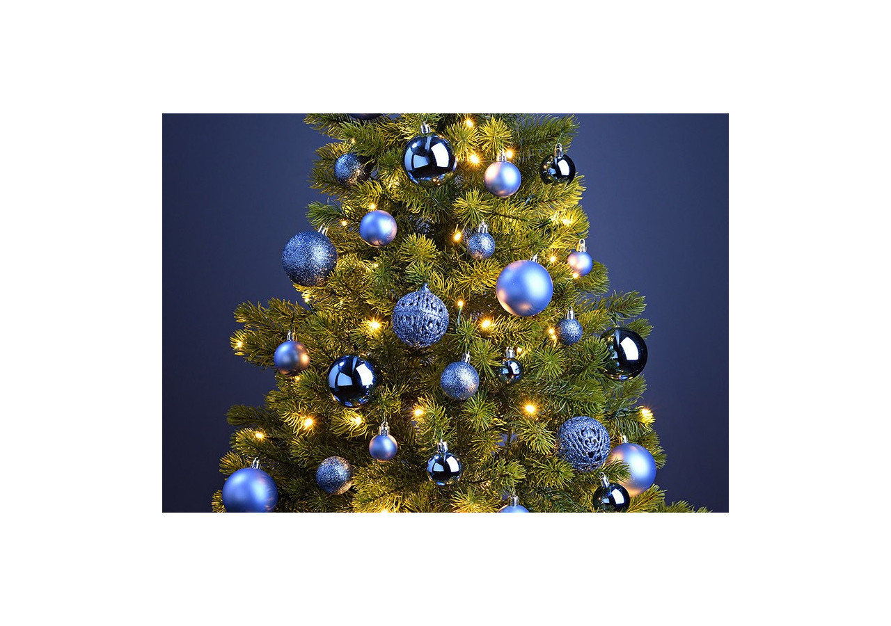 Boules de Noël en plastique - Set de 100, Bleu Roi 3/4/6 cm - 10031754 - WURM