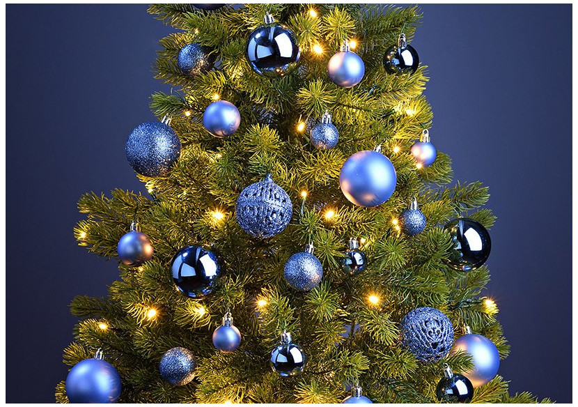 Boules de Noël en plastique - Set de 100, Bleu Roi 3/4/6 cm - 10031754 - WURM