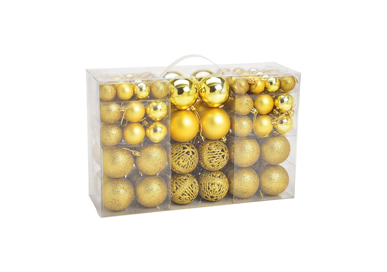 Boules de Noël en plastique - Set de 100, Or Citron 3/4/6 cm - 10031753 - WURM