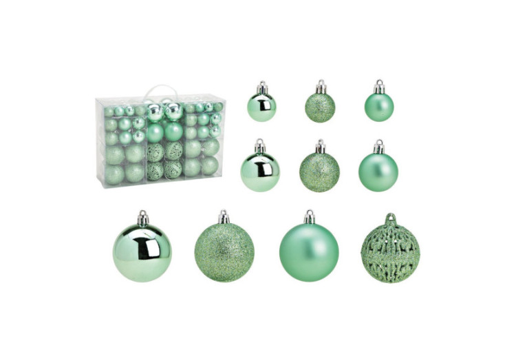 Boules de Noël en plastique - Set de 100, Vert Menthe 3/4/6 cm - 10031752 - WURM