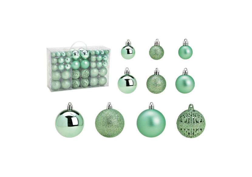 Boules de Noël en plastique - Set de 100, Vert Menthe 3/4/6 cm - 10031752 - WURM
