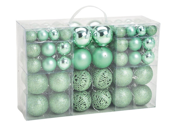 Boules de Noël en plastique - Set de 100, Vert Menthe 3/4/6 cm - 10031752 - WURM 2