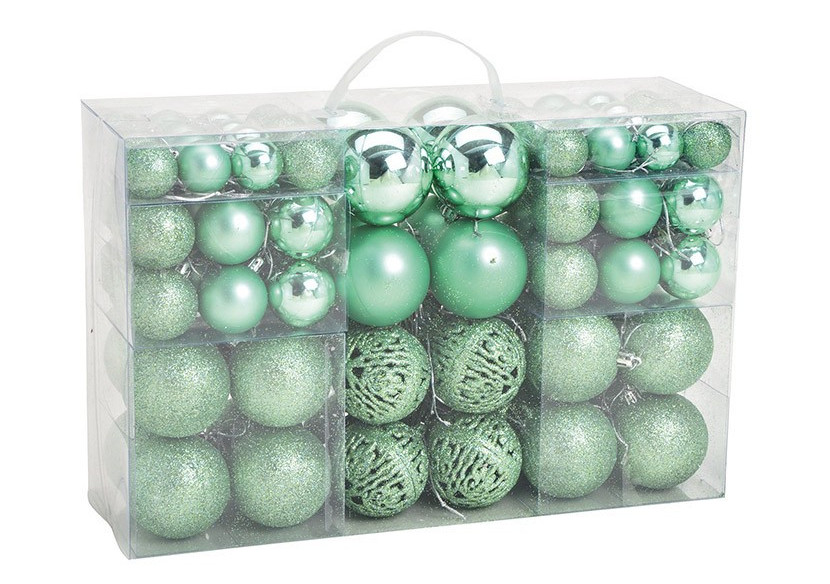 Boules de Noël en plastique - Set de 100, Vert Menthe 3/4/6 cm - 10031752 - WURM