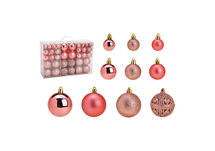 Boules de Noël en plastique - Set de 100, Rose/Pink 3/4/6 cm - 10031750 - WURM