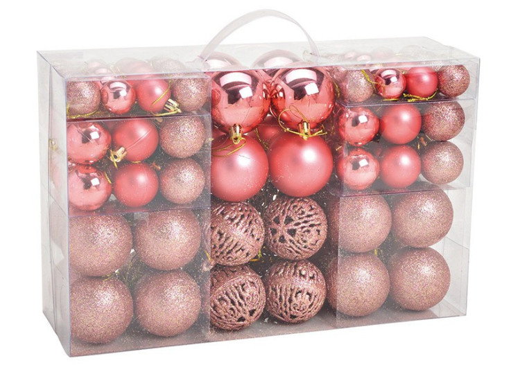 Boules de Noël en plastique - Set de 100, Rose/Pink 3/4/6 cm - 10031750 - WURM 2