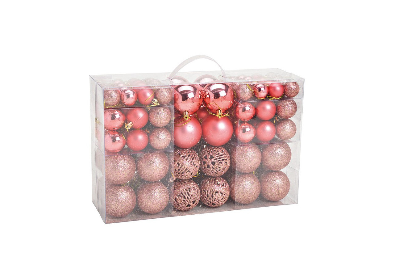 Boules de Noël en plastique - Set de 100, Rose/Pink 3/4/6 cm - 10031750 - WURM