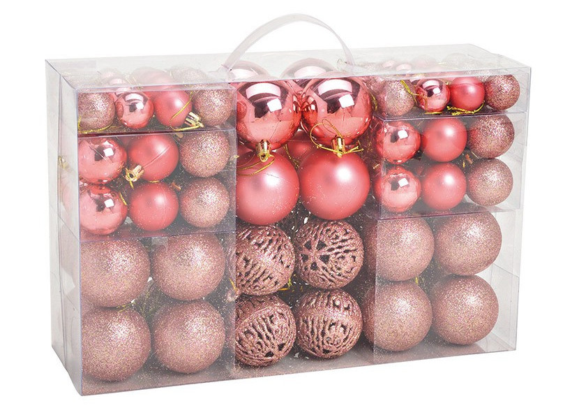 Boules de Noël en plastique - Set de 100, Rose/Pink 3/4/6 cm - 10031750 - WURM