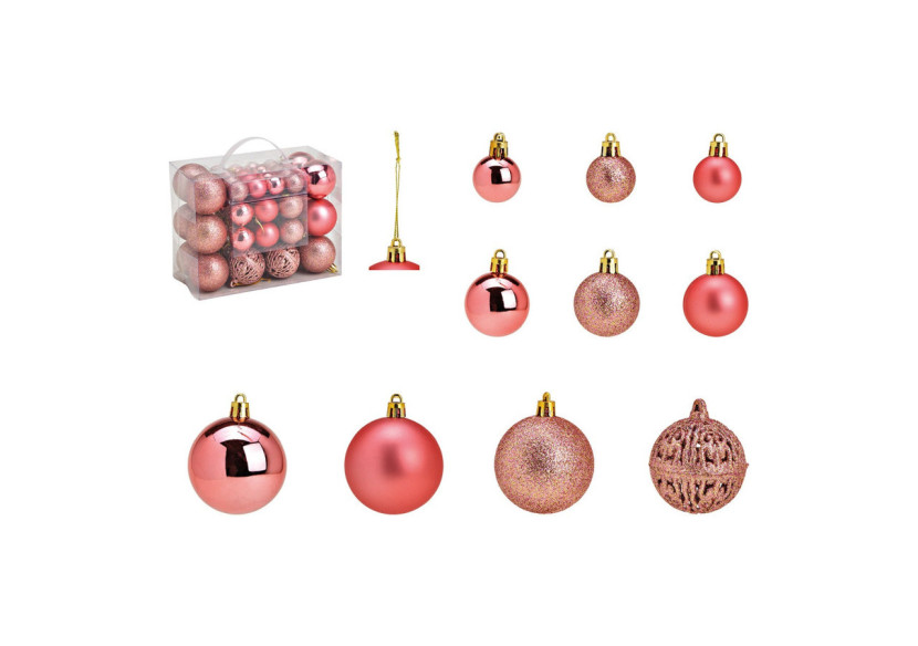 Boules de Noël en plastique - Set de 50, Rose/Pink 3/4/6 cm - 10031745 - WURM