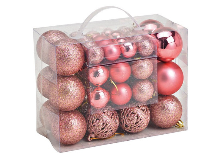 Boules de Noël en plastique - Set de 50, Rose/Pink 3/4/6 cm - 10031745 - WURM 2
