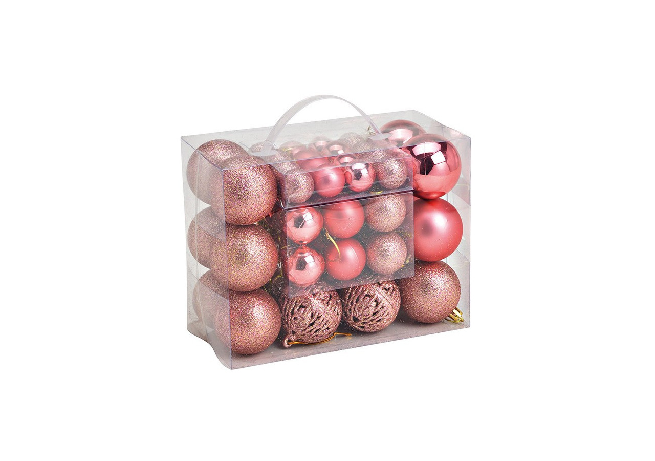 Boules de Noël en plastique - Set de 50, Rose/Pink 3/4/6 cm - 10031745 - WURM