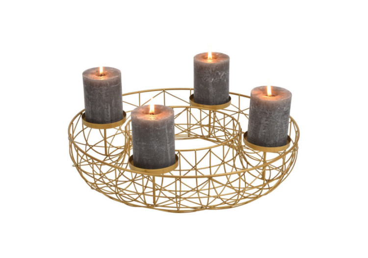 Couronne de l'Avent en métal doré - Dimensions 40x8x40cm - 10031682 - WURM