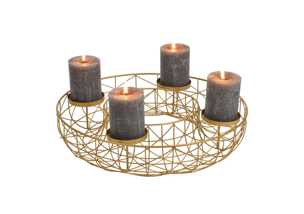 Couronne de l'Avent en métal doré - Dimensions 40x8x40cm - 10031682 - WURM