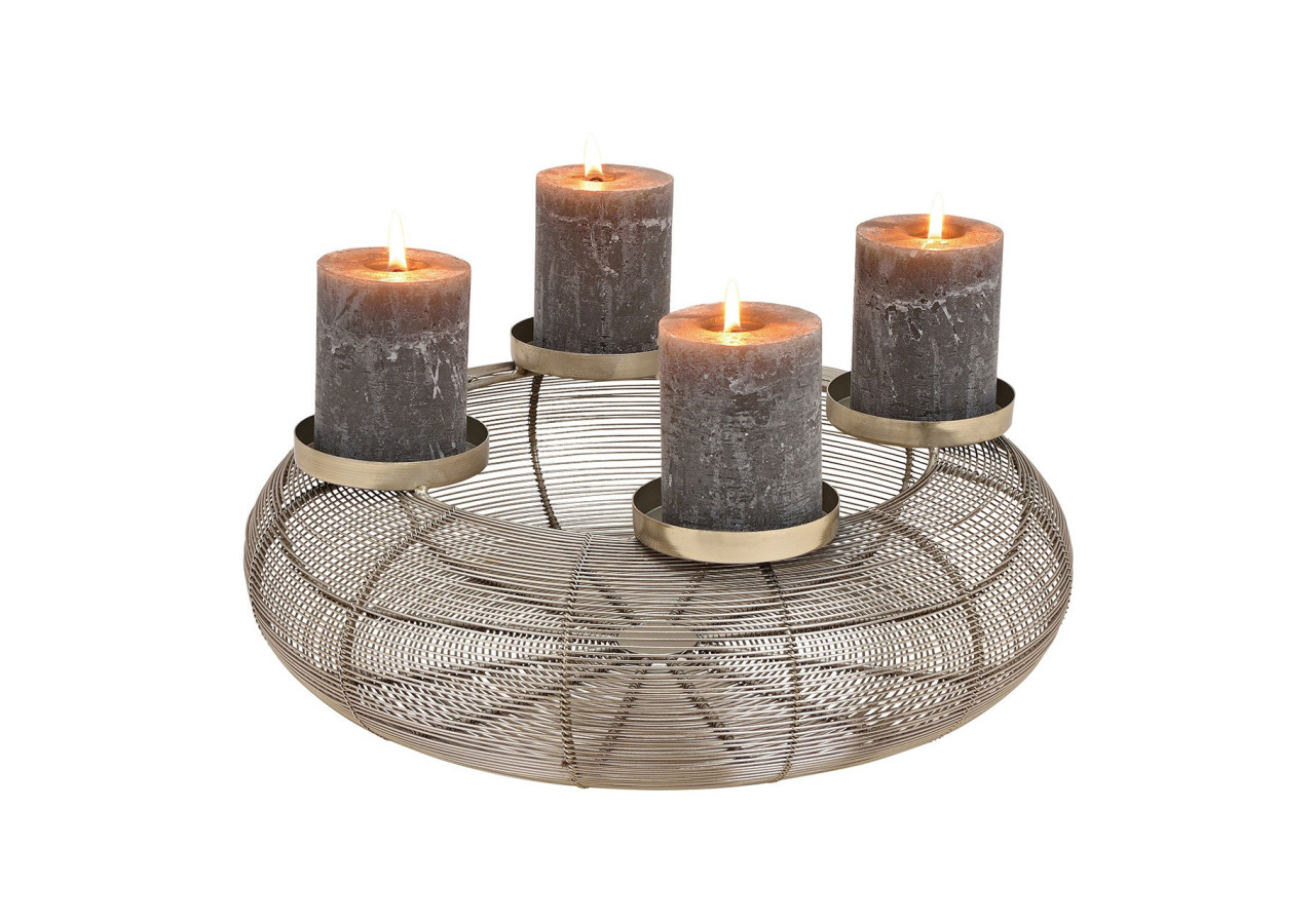 Couronne de l'Avent en Métal - Panier Argenté 38x13x38cm - 10031543 - WURM