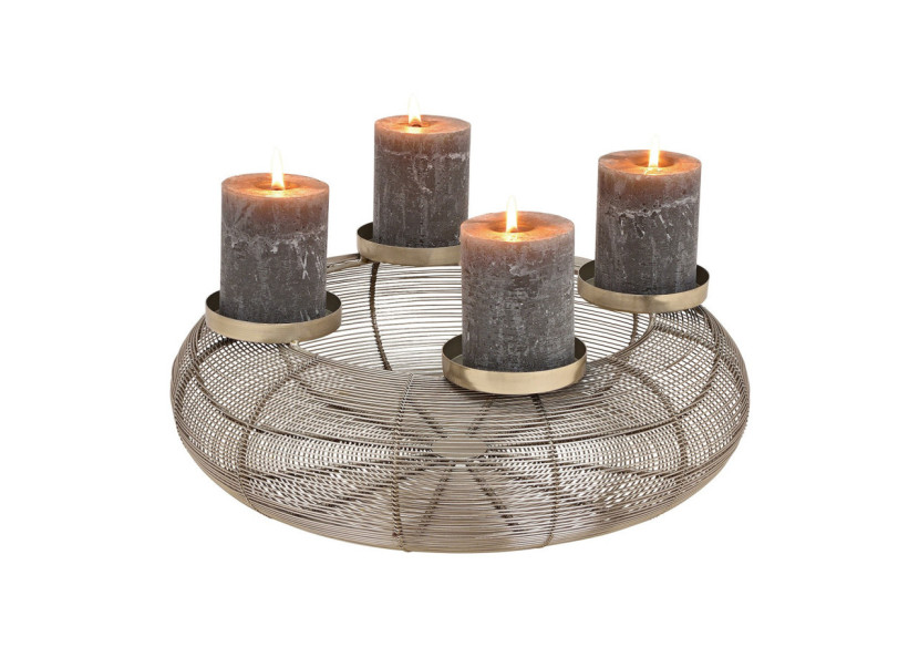 Couronne de l'Avent en Métal - Panier Argenté 38x13x38cm - 10031543 - WURM