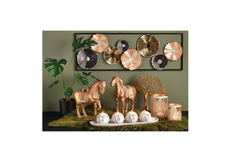 Support de Bougies 4 sur Plateau avec Pierres - MDF Blanc 50x10x18cm - 10031541 - WURM 2