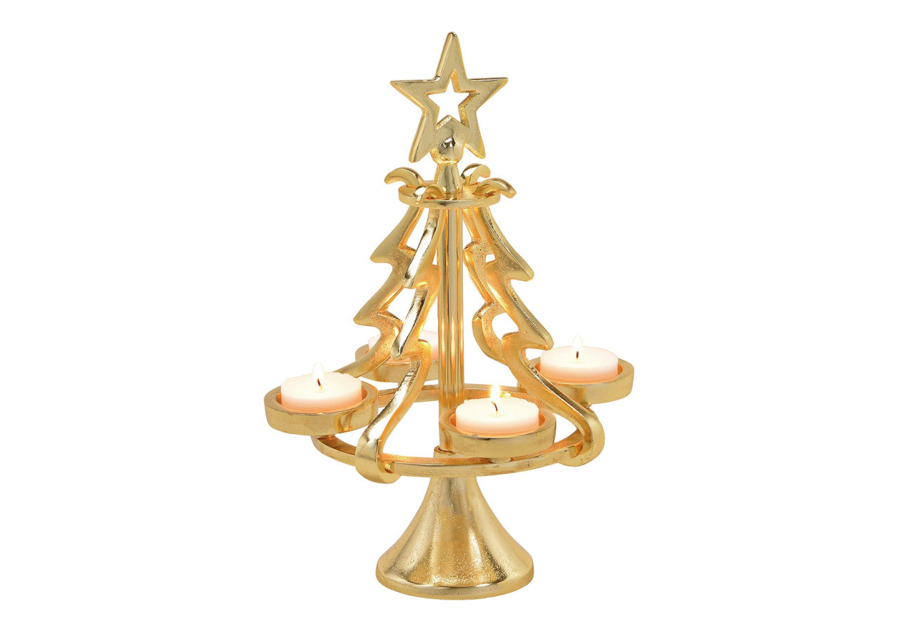 Couronne de l'Avent Arbre en Métal - 4 Bougies 18x28x18cm - 10031459 - WURM