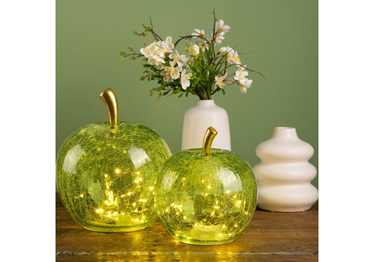 Pomme LED Verte - 30 Lumières avec Minuterie 22x24x22cm - 10031440 - WURM