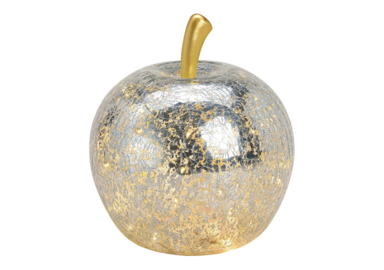 Pomme lumineuse - LED 30 avec minuterie en verre argenté 22 x 24 x 22 cm - 10031360 - WURM