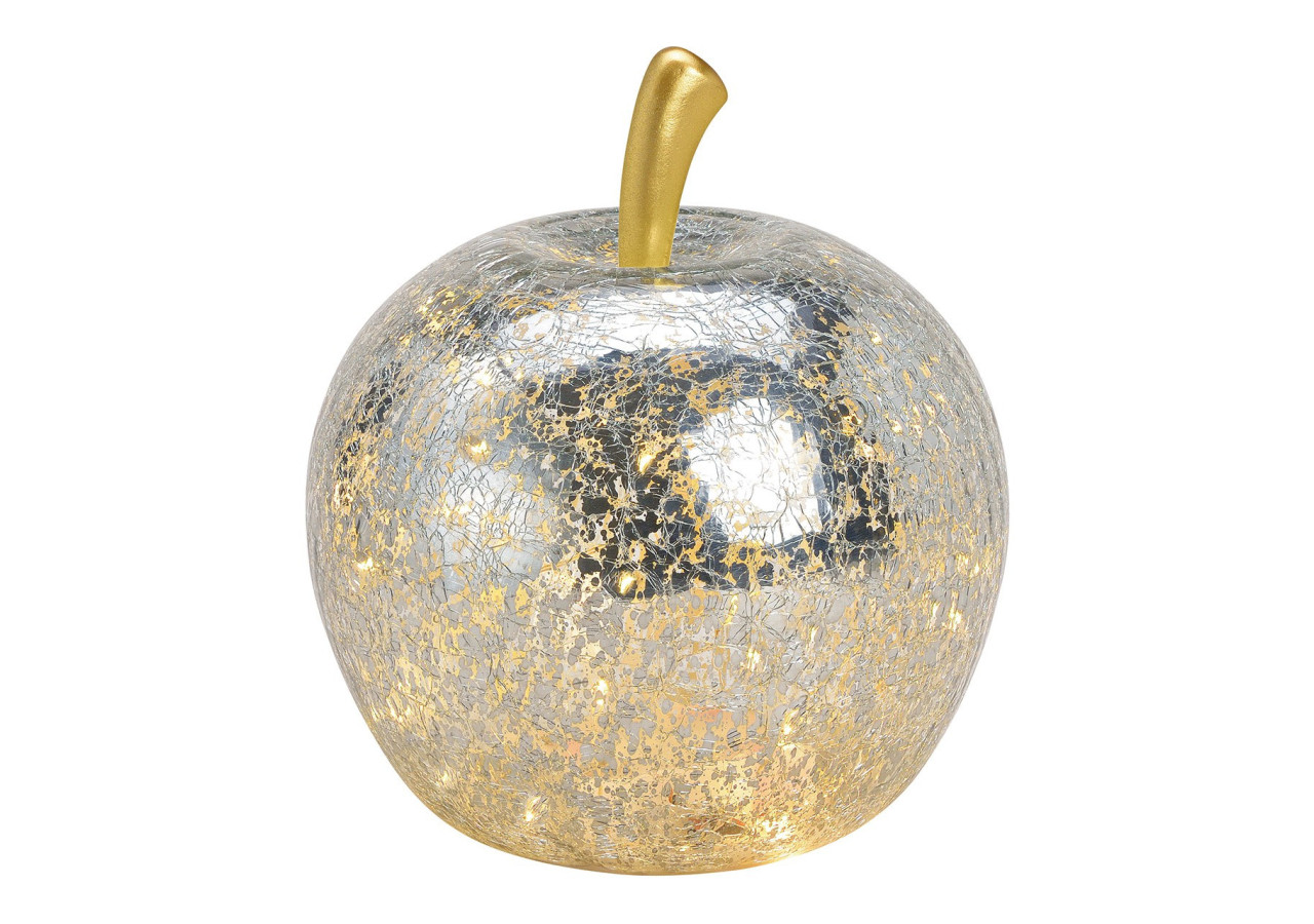 Pomme lumineuse - LED 30 avec minuterie en verre argenté 22 x 24 x 22 cm - 10031360 - WURM