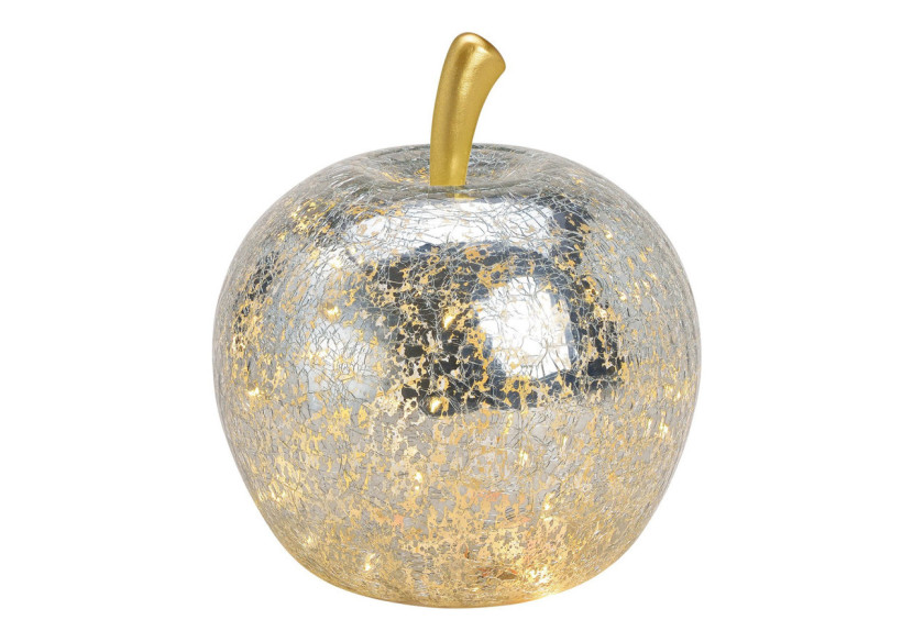 Pomme lumineuse - LED 30 avec minuterie en verre argenté 22 x 24 x 22 cm - 10031360 - WURM