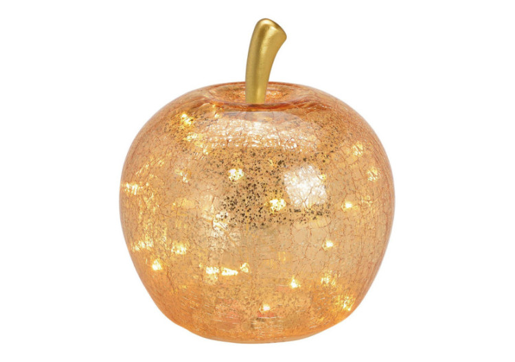 Pomme lumineuse - LED 30 avec minuterie en verre doré 22 x 24 x 22 cm - 10031359 - WURM