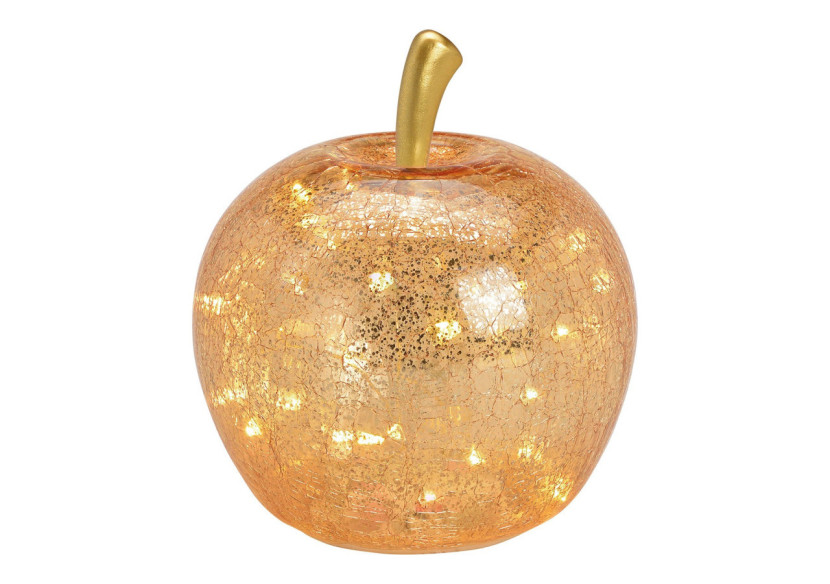 Pomme lumineuse - LED 30 avec minuterie en verre doré 22 x 24 x 22 cm - 10031359 - WURM