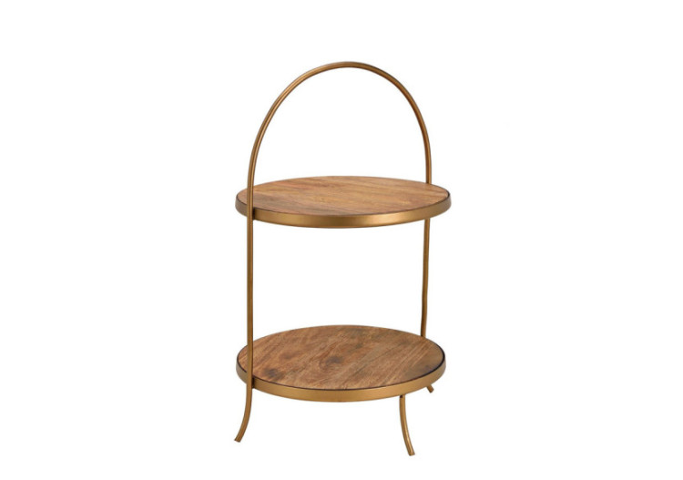 Étagère 2 niveaux - Bois de mangue et métal brun 30 x 55 x 30 cm - 10031280 - WURM