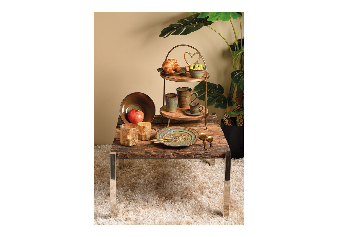 Étagère 2 niveaux - Bois de mangue et métal brun 30 x 55 x 30 cm - 10031280 - WURM