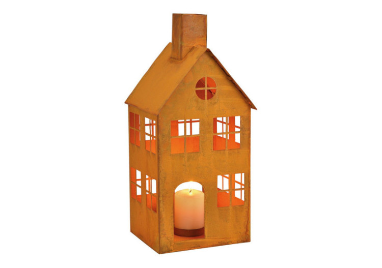Lanterne Maison - Fini rouillé en métal brun 16 x 36 x 15 cm - 10031251 - WURM
