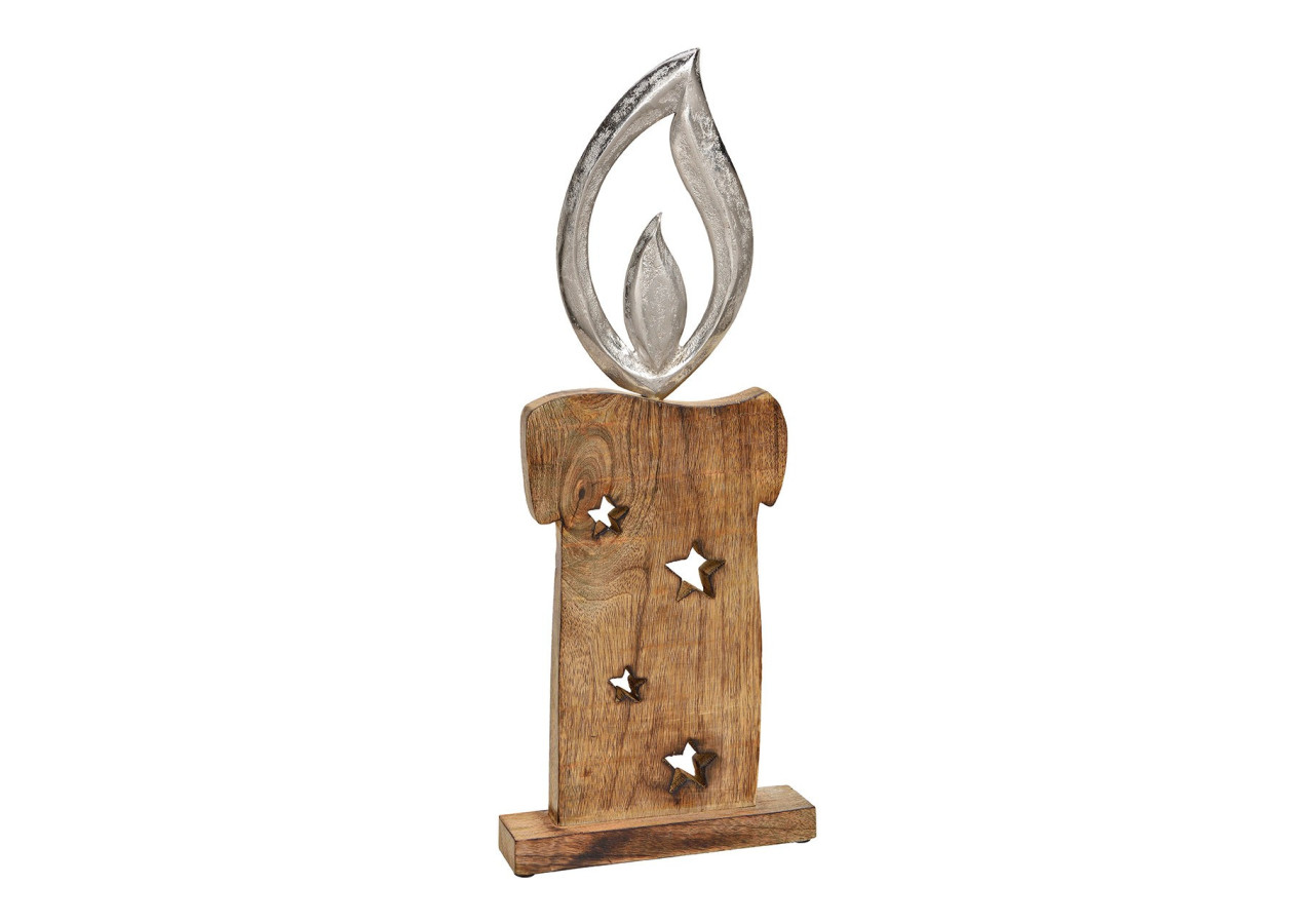 Bougie Décorative en Bois - Flamme Métallique, 20x52x5cm - 10030696 - WURM
