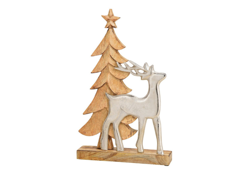 Support en bois - Sapin avec cerf en métal 26 x 40 x 6cm - 10030678 - WURM Support en bois - Sapin avec cerf en métal 26 x 40 x 6cm - 10030678 - WURM