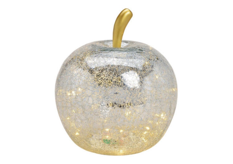 Pomme LED Argentée - 40 Lumières avec Minuterie 27x30x27cm - 10030536 - WURM