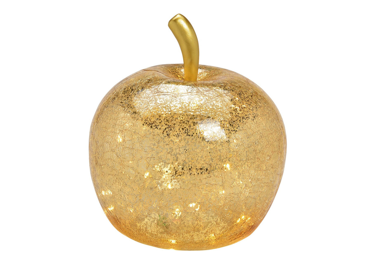 Pomme LED Dorée - 40 Lumières avec Minuterie 27x30x27cm - 10030535 - WURM