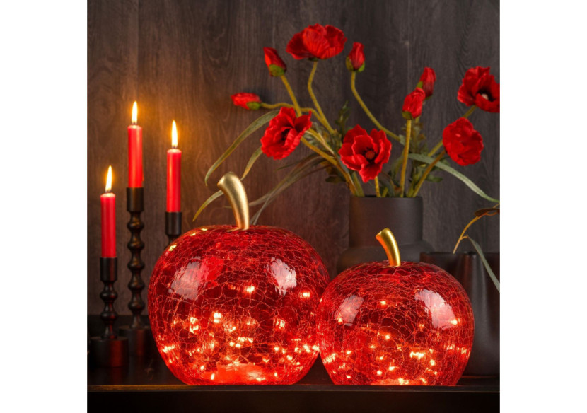 Pomme LED Rouge - 30 Lumières avec Minuterie 22x24x22cm - 10030533 - WURM