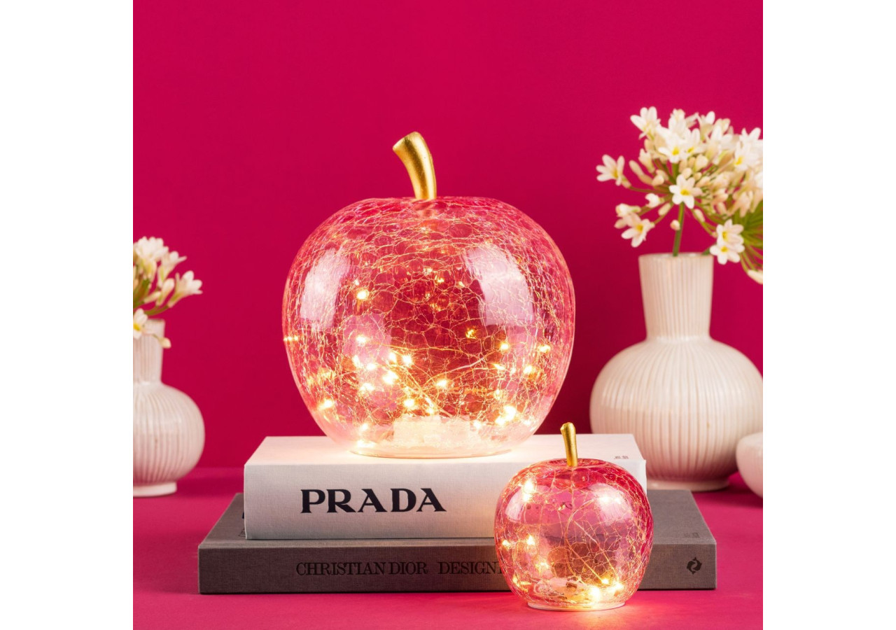 Pomme LED Rose - 30 Lumières avec Minuterie 22x24x22cm - 10030532 - WURM