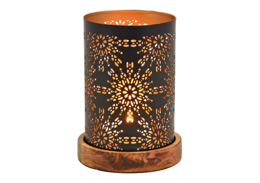 Lanterne sur socle en bois avec décor floral - Dimensions 10x18x10cm - 10030504 - WURM