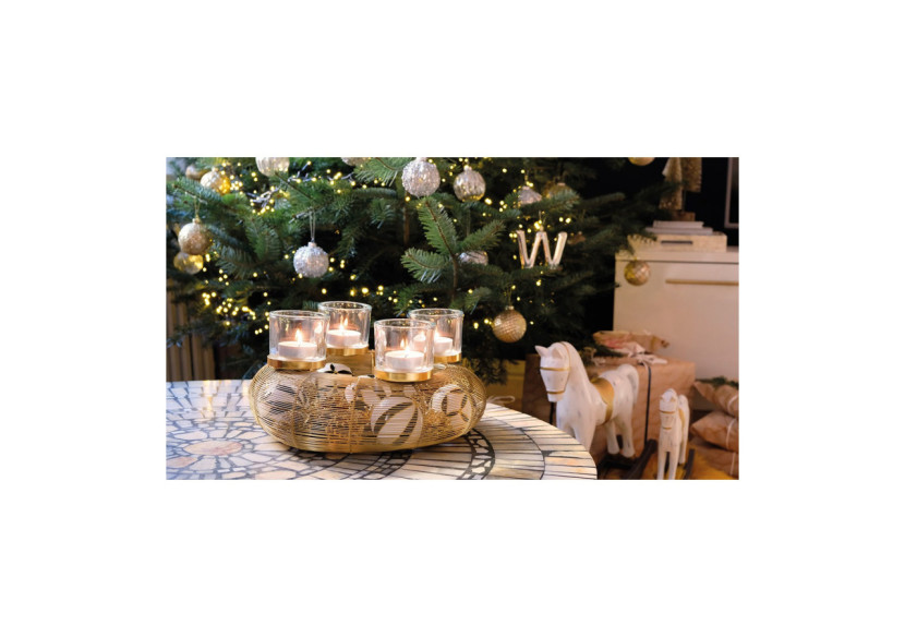 Couronne de l'Avent en métal doré - Élégance et charme 38x13x38cm - 10030344 - WURM