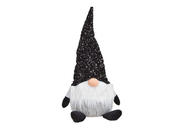 Gnome en textile - Élégance festive en gris et noir 34x72x26cm - 10030316 - WURM