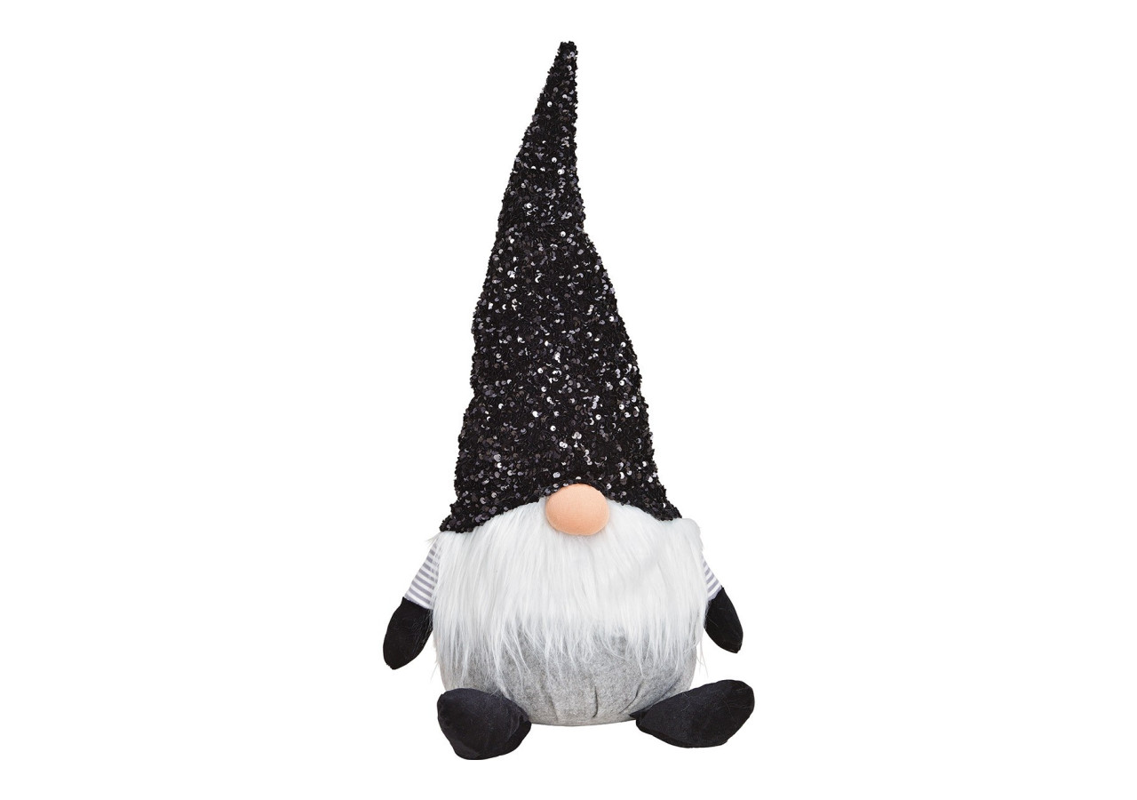 Gnome en textile - Élégance festive en gris et noir 34x72x26cm - 10030316 - WURM