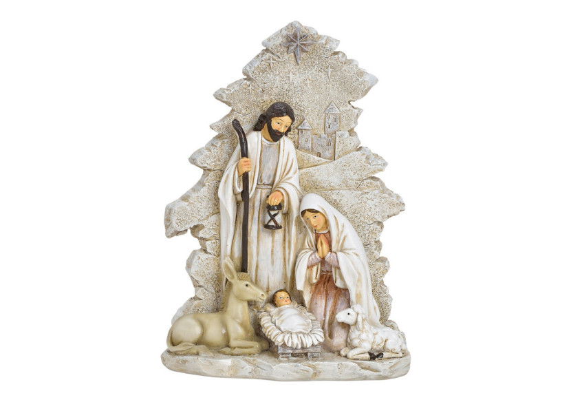 Scène de crèche en poly - Détails réalistes 17x23x7cm - 10030307 - WURM