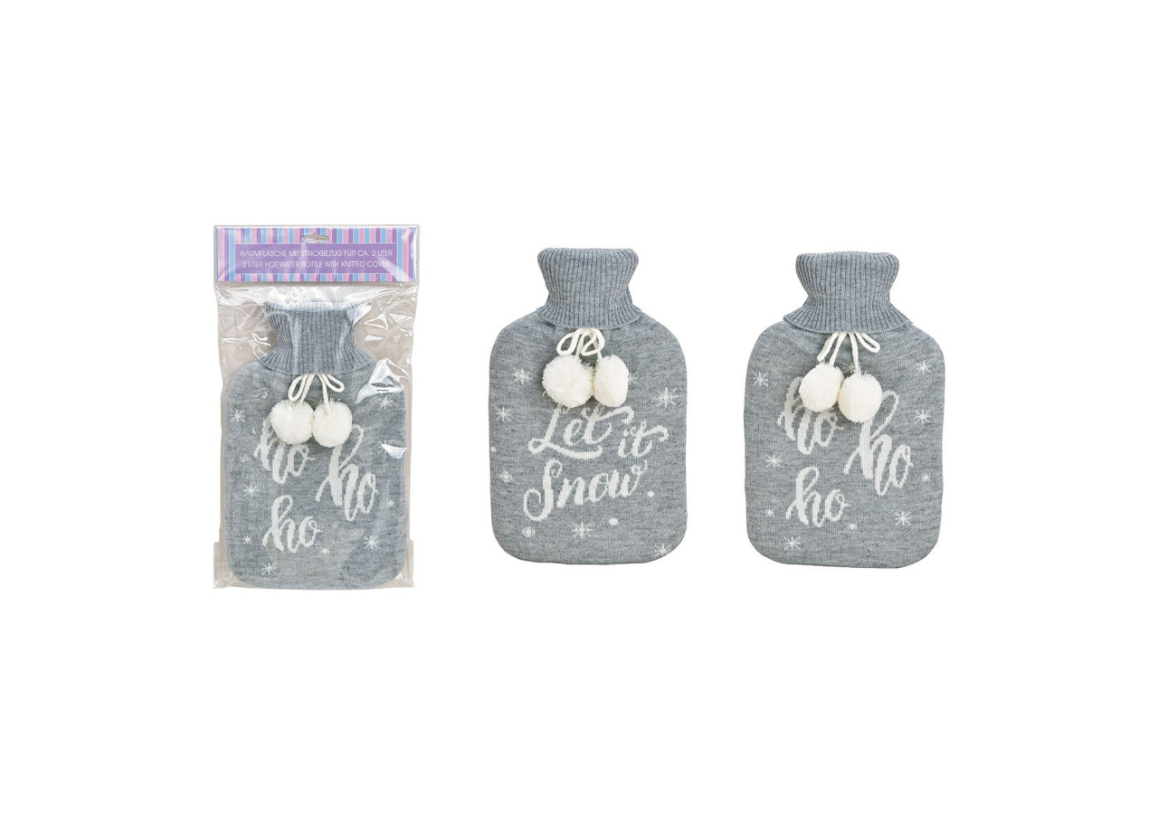 Bouillotte 2L HoHoHo - Élégante en tricot gris 20x33x4cm - 10030288 - WURM
