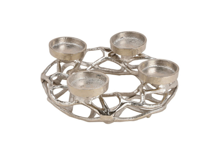 Couronne de l'Avent en métal argenté - Élégance moderne 25x11x25cm - 10030236 - WURM