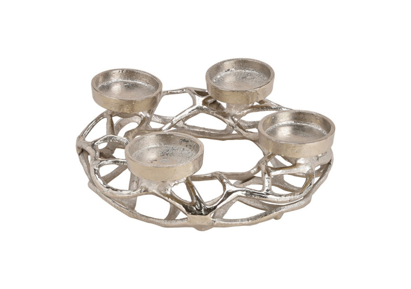 Couronne de l'Avent en métal argenté - Élégance moderne 25x11x25cm - 10030236 - WURM