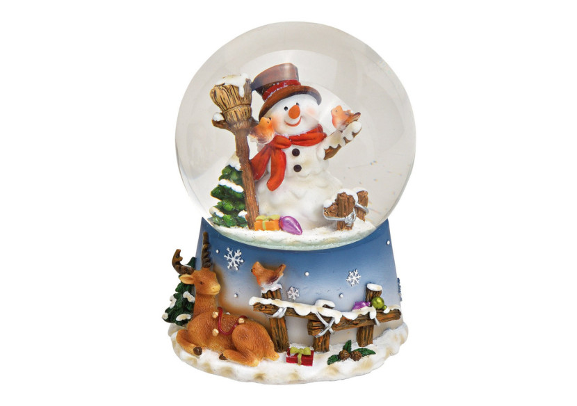 Boîte à Musique - Neige et Bonhomme de Neige en Poly et Verre 10x14x11cm - 10030168 - WURM