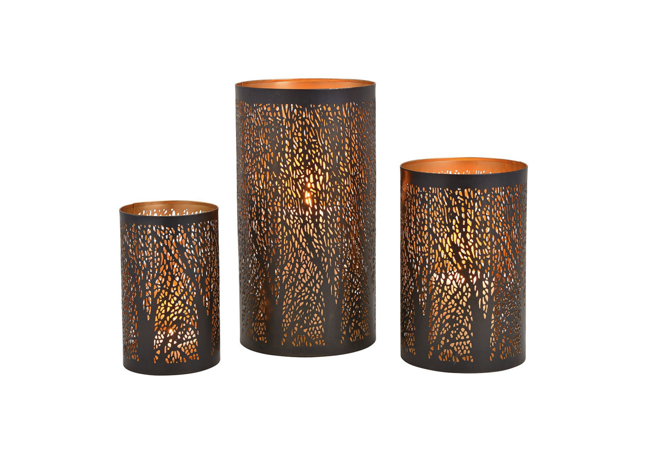 Set de Lanternes en Métal - Décoration Arbre Noire 3 pièces - 10030098 - WURM