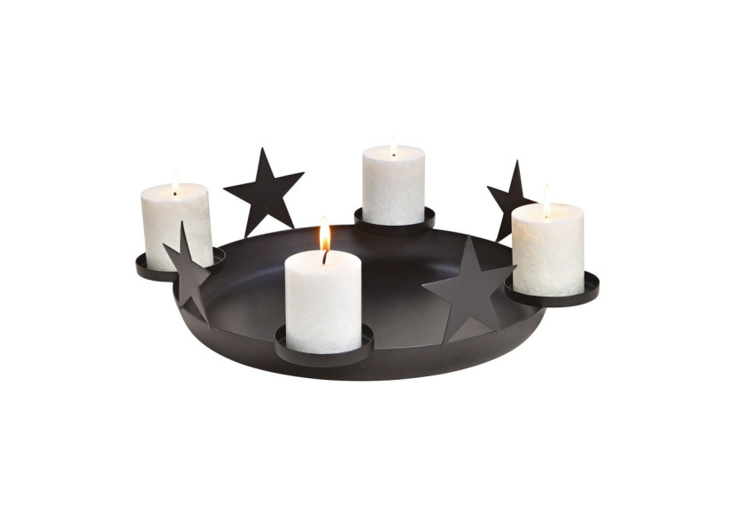 Cierge de l'Avent en Métal - Décoration Étoile Noire 44x15x44cm - 10030097 - WURM