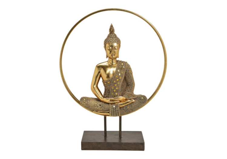 Statue de Bouddha en cercle - Métal doré et poly 49x65x17cm - 10030059 - WURM
