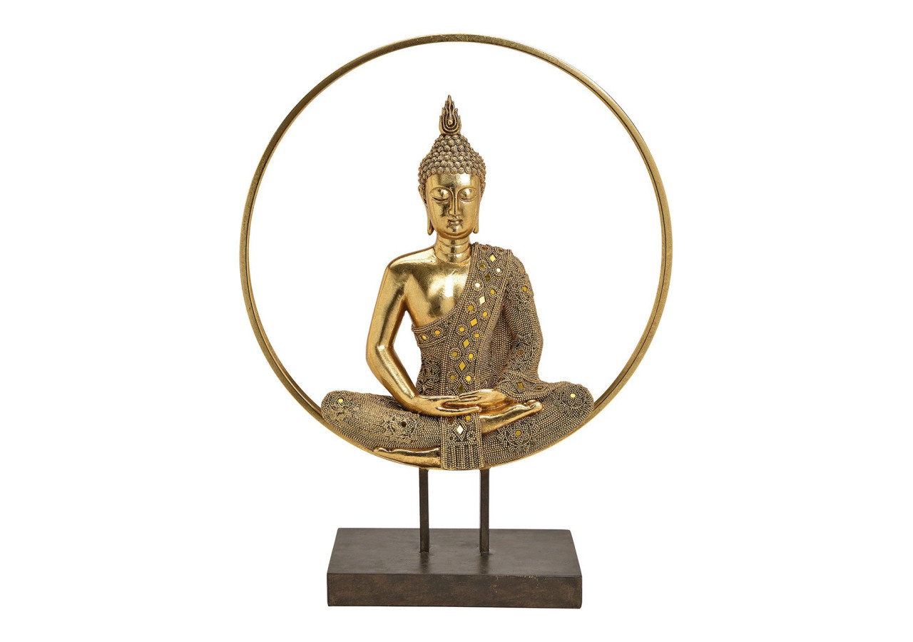 Statue de Bouddha en cercle - Métal doré et poly 49x65x17cm - 10030059 - WURM